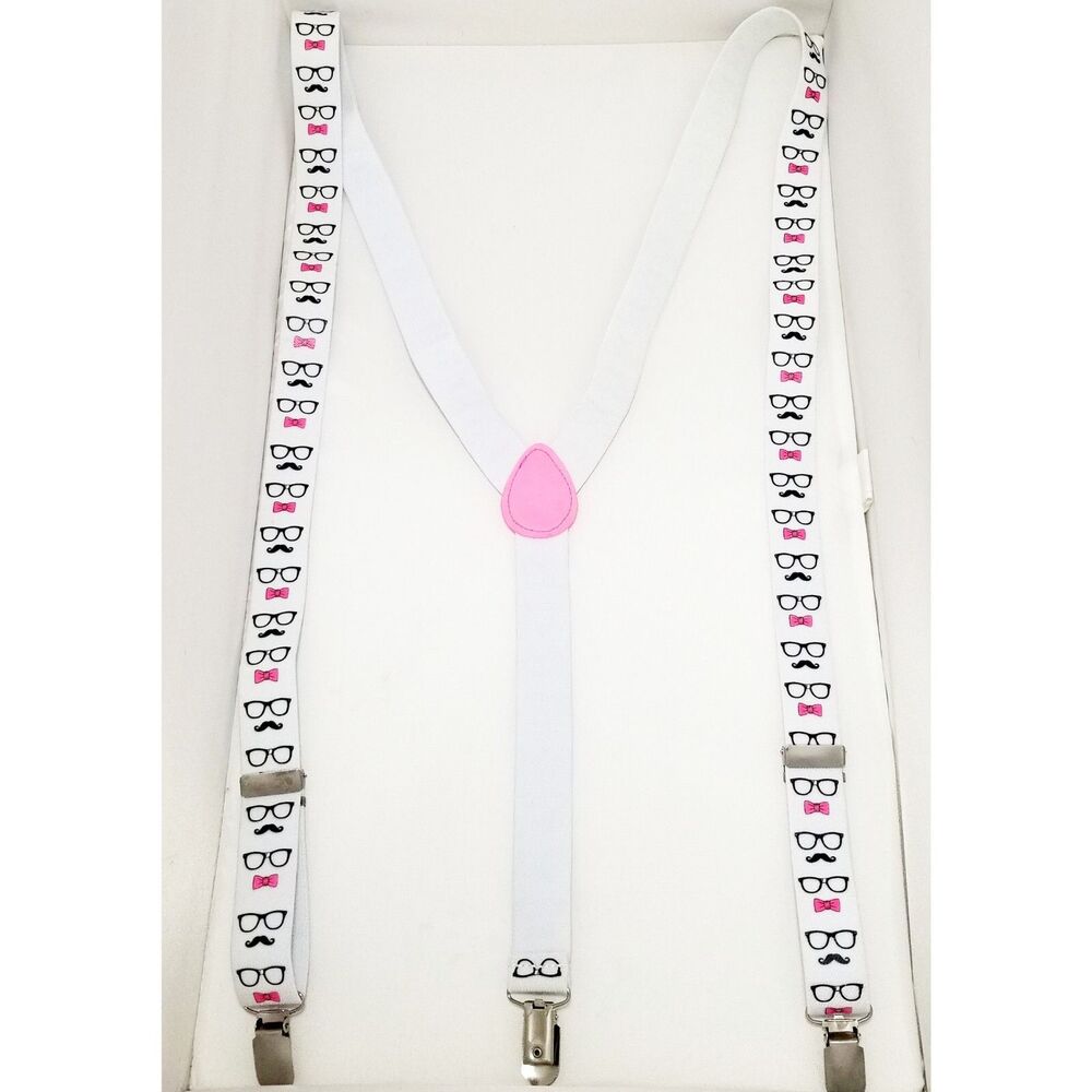Suspenders Glasses Mustache Bow Tie Design Novelty Accessory Adult Adjustable